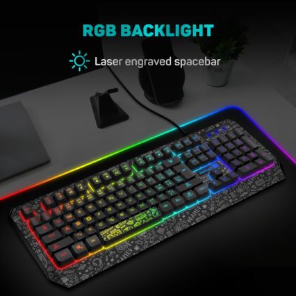 CONNECT IT CKB-3530-DD - LED RGB Juhtmega mänguri klaviatuur CZ/SK lokalisatsiooniga must