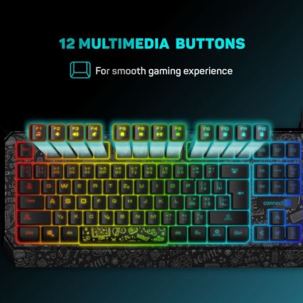 CONNECT IT CKB-3530-DD - LED RGB Juhtmega mänguri klaviatuur CZ/SK lokalisatsiooniga must