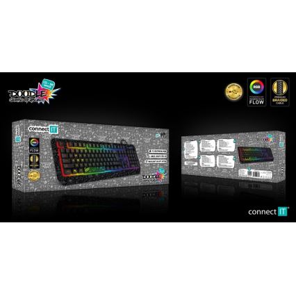 CONNECT IT CKB-3530-DD - LED RGB Juhtmega mänguri klaviatuur CZ/SK lokalisatsiooniga must