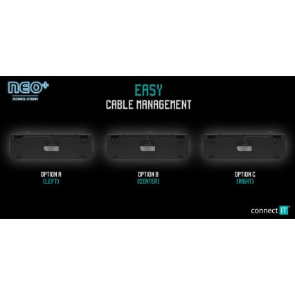 CONNECT IT CKB-3591-CS - LED RGB Juhtmega mänguri klaviatuur CZ/SK lokalisatsiooniga must + punane raam
