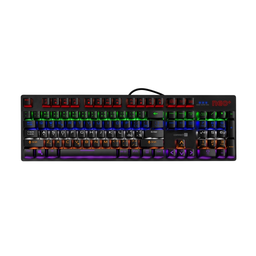 CONNECT IT CKB-3591-CS - LED RGB Juhtmega mänguri klaviatuur CZ/SK lokalisatsiooniga must + punane raam