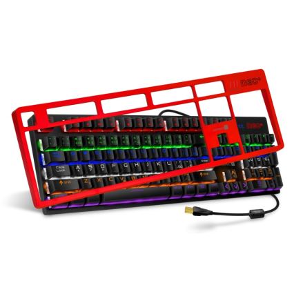 CONNECT IT CKB-3591-CS - LED RGB Juhtmega mänguri klaviatuur CZ/SK lokalisatsiooniga must + punane raam