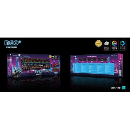 CONNECT IT CKB-3591-CS - LED RGB Juhtmega mänguri klaviatuur CZ/SK lokalisatsiooniga must + punane raam