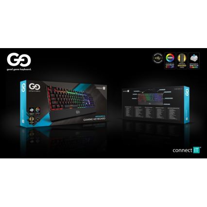 CONNECT IT CKB-7050-CS - LED RGB Juhtmega mänguri klaviatuur CZ/SK lokalisatsiooniga must