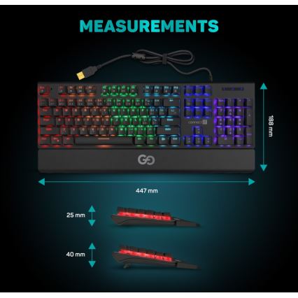CONNECT IT CKB-7050-CS - LED RGB Juhtmega mänguri klaviatuur CZ/SK lokalisatsiooniga must
