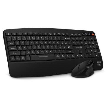 CONNECT IT CKM-6010-CS - Ergonoomiline juhtmevaba klaviatuur ja hiir 800/1200/1600/2400 DPI CZ/SK lokalisatsiooniga 1xAA + 2xAAA must