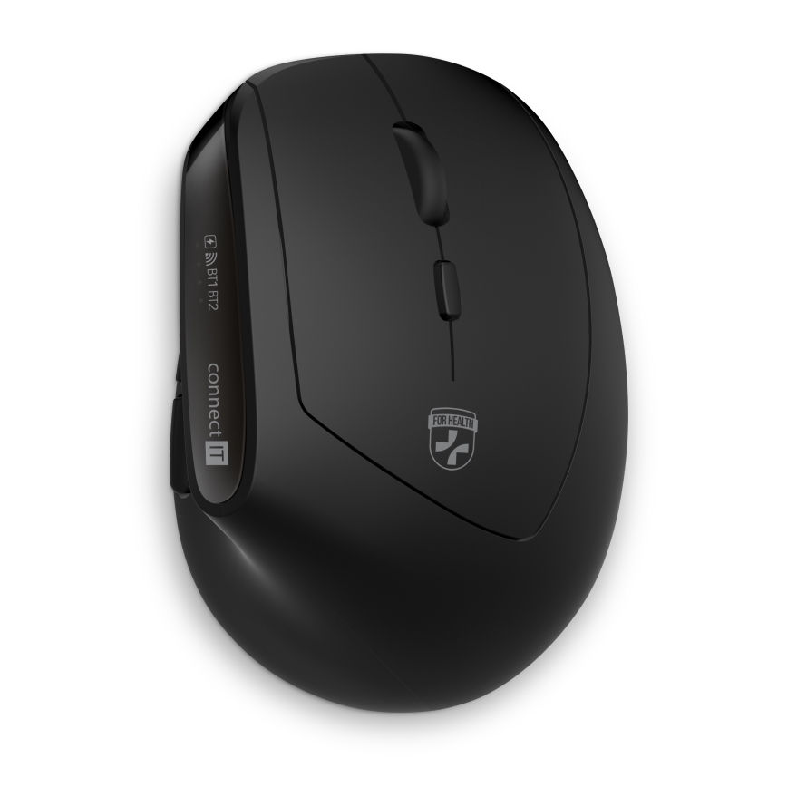 CONNECT IT CKM-6010-CS - Ergonoomiline juhtmevaba klaviatuur ja hiir 800/1200/1600/2400 DPI CZ/SK lokalisatsiooniga 1xAA + 2xAAA must
