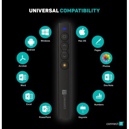 CONNECT IT CLP-2050-BK - Juhtmevaba pult laseriga 1xAAA