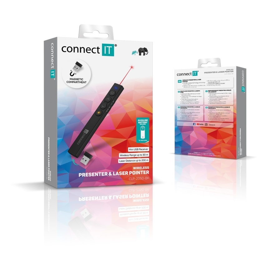 CONNECT IT CLP-2050-BK - Juhtmevaba pult laseriga 1xAAA