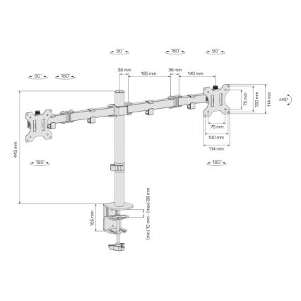 CONNECT IT CMF-3203-BK - Universaalne hoidik 2 monitorile 13-32” must