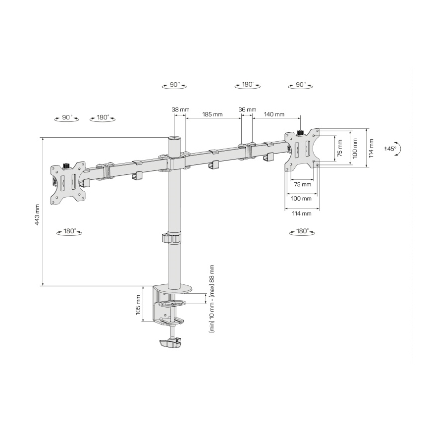 CONNECT IT CMF-3203-BK - Universaalne hoidik 2 monitorile 13-32” must