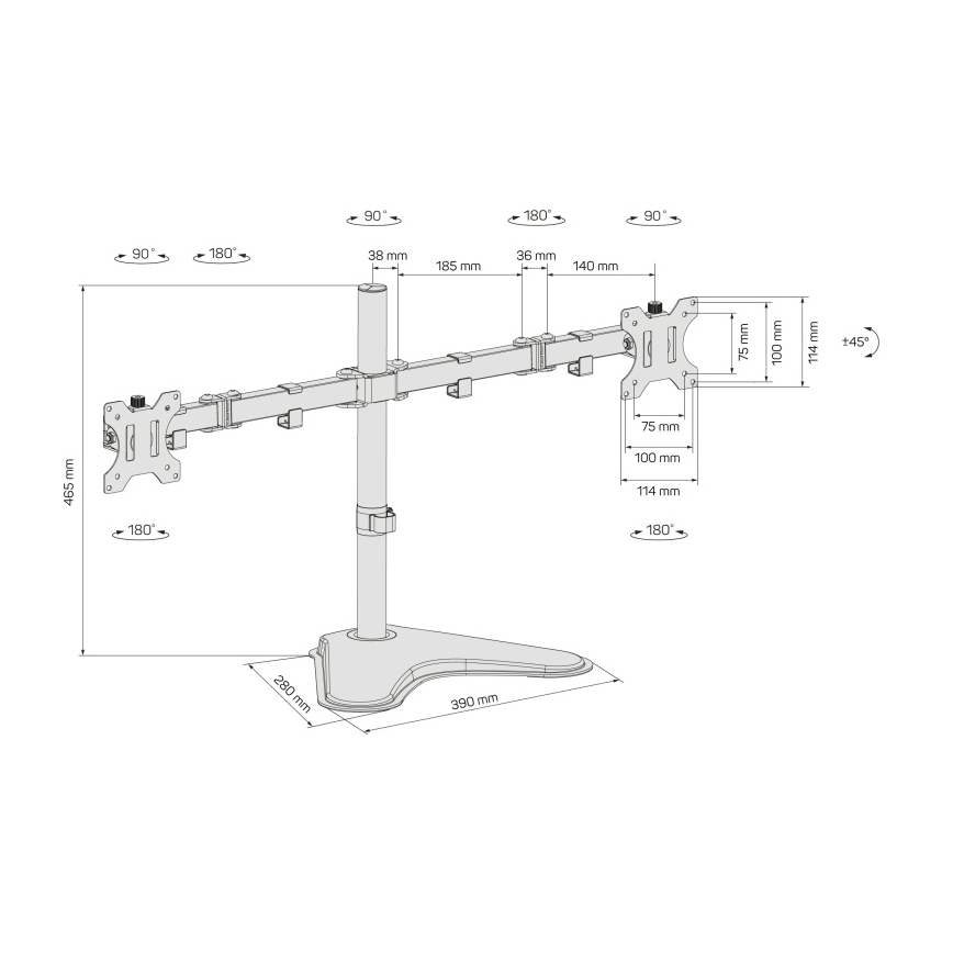 CONNECT IT CMF-3204-BK - Universaalne hoidik 2 monitorile 13-32” must