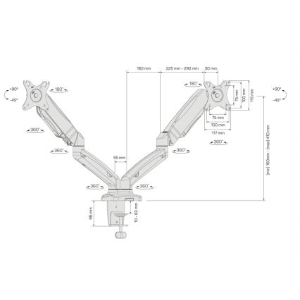 CONNECT IT CMF-3207-BK - Universaalne hoidik 2 monitorile 13-27” must