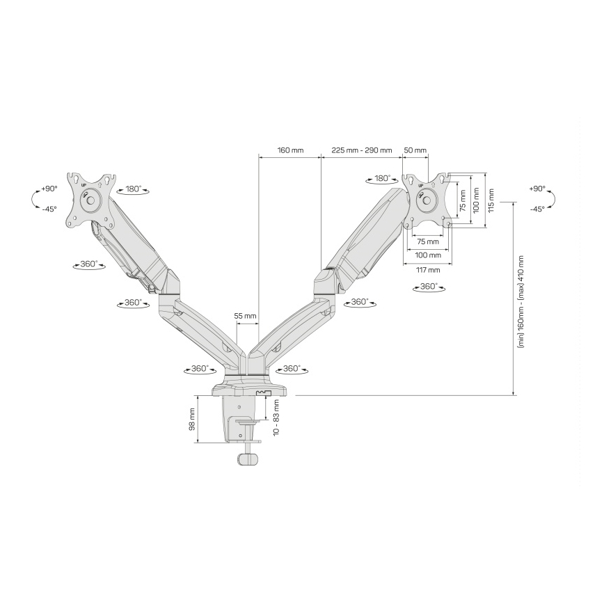 CONNECT IT CMF-3207-BK - Universaalne hoidik 2 monitorile 13-27” must