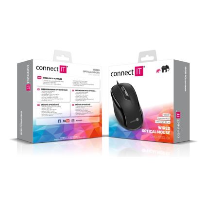 CONNECT IT CMO-1200-BK - Juhtmega hiir 1000 DPI must