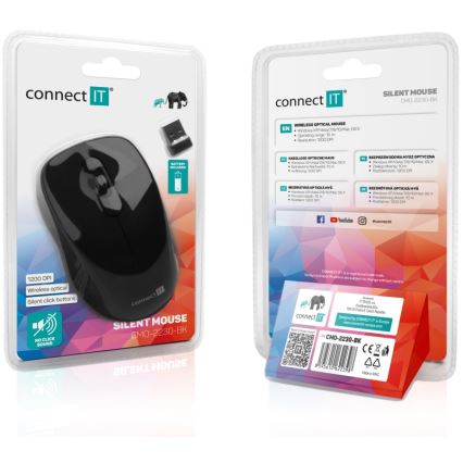 CONNECT IT CMO-2230-BK - Juhtmevaba hääletu hiir MUTE 1200 DPI 1xAA must