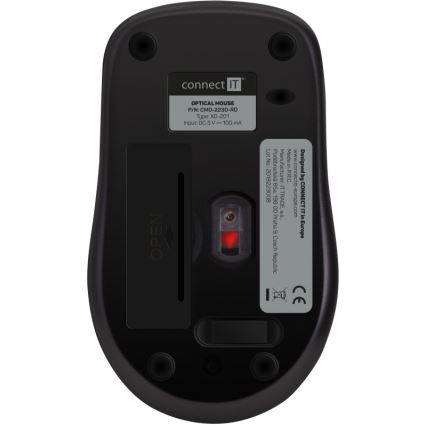 CONNECT IT CMO-2230-RD - Juhtmevaba hääletu hiir MUTE 1200 DPI 1xAA must/punane