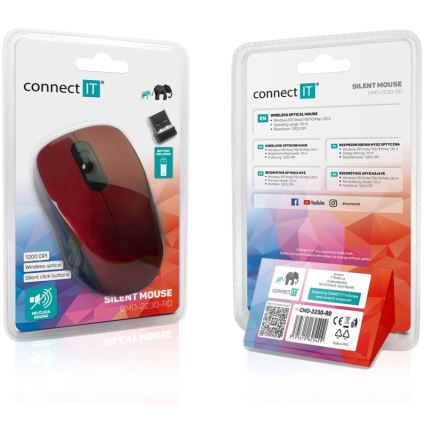 CONNECT IT CMO-2230-RD - Juhtmevaba hääletu hiir MUTE 1200 DPI 1xAA must/punane