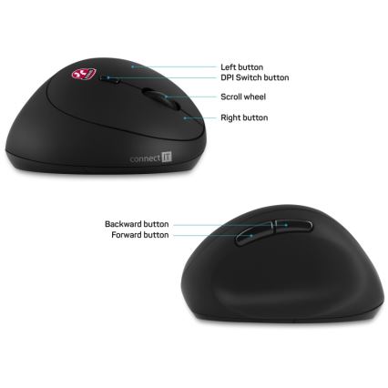 CONNECT IT CMO-2600-BK - Ergonoomiline traadita hiir 800/1200/1600 DPI 1xAA must