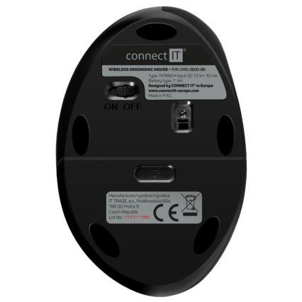 CONNECT IT CMO-2600-BK - Ergonoomiline traadita hiir 800/1200/1600 DPI 1xAA must