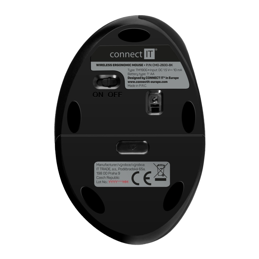 CONNECT IT CMO-2600-BK - Ergonoomiline traadita hiir 800/1200/1600 DPI 1xAA must
