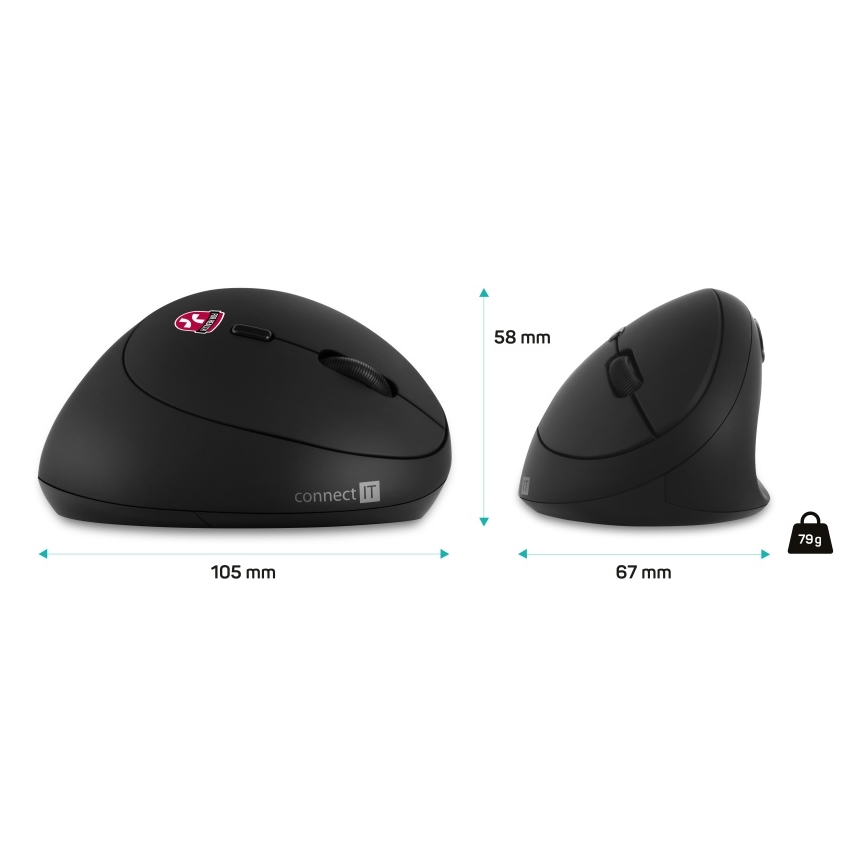 CONNECT IT CMO-2600-BK - Ergonoomiline traadita hiir 800/1200/1600 DPI 1xAA must