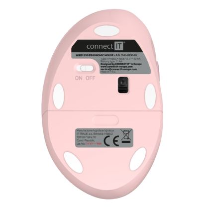 CONNECT IT CMO-2600-PK - Ergonoomiline juhtmevaba hiir 800/1200/1600 DPI 1xAA roosa
