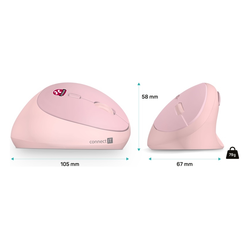 CONNECT IT CMO-2600-PK - Ergonoomiline juhtmevaba hiir 800/1200/1600 DPI 1xAA roosa