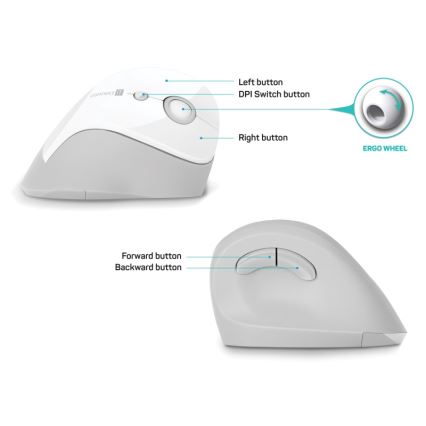 CONNECT IT CMO-2700-WH - Ergonoomiline juhtmevaba hiir 800/1200/1600 DPI 1xAA valge