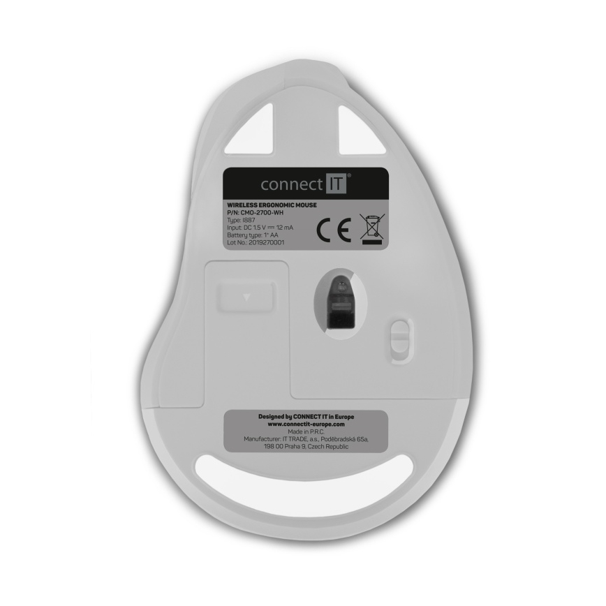 CONNECT IT CMO-2700-WH - Ergonoomiline juhtmevaba hiir 800/1200/1600 DPI 1xAA valge