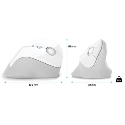 CONNECT IT CMO-2700-WH - Ergonoomiline juhtmevaba hiir 800/1200/1600 DPI 1xAA valge