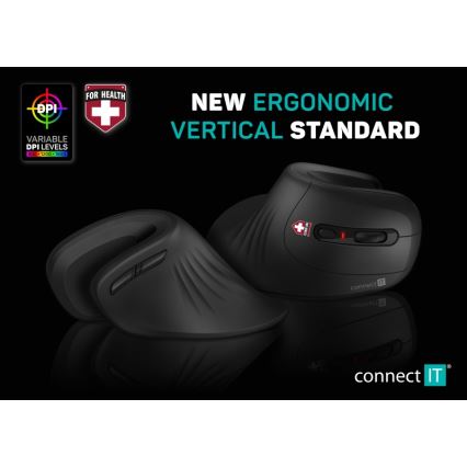 CONNECT IT CMO-2900-BK - Ergonoomiline juhtmevaba hiir 800/1200/1600 DPI 1xAA must