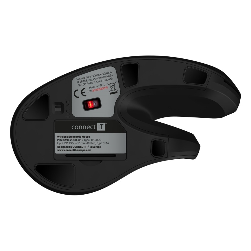 CONNECT IT CMO-2900-BK - Ergonoomiline juhtmevaba hiir 800/1200/1600 DPI 1xAA must