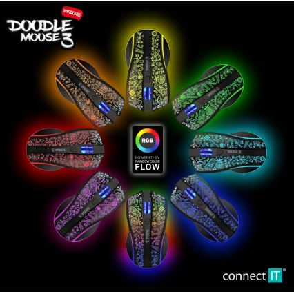 CONNECT IT CMO-3530-DD - LED RGB Juhtmevaba laetav mänguri hiir 800/1200/1600/2400/4800 DPI 600 mAh must