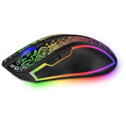 CONNECT IT CMO-3530-DD - LED RGB Juhtmevaba laetav mänguri hiir 800/1200/1600/2400/4800 DPI 600 mAh must