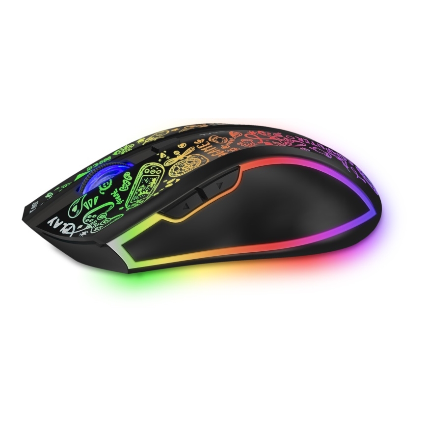 CONNECT IT CMO-3530-DD - LED RGB Juhtmevaba laetav mänguri hiir 800/1200/1600/2400/4800 DPI 600 mAh must