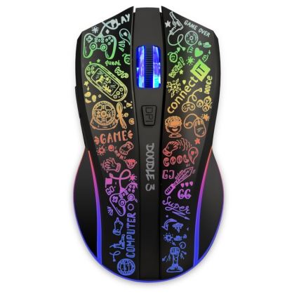 CONNECT IT CMO-3530-DD - LED RGB Juhtmevaba laetav mänguri hiir 800/1200/1600/2400/4800 DPI 600 mAh must