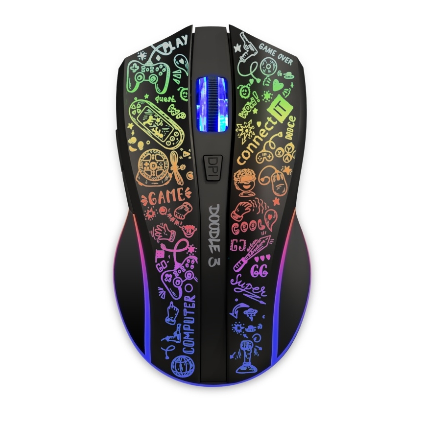 CONNECT IT CMO-3530-DD - LED RGB Juhtmevaba laetav mänguri hiir 800/1200/1600/2400/4800 DPI 600 mAh must
