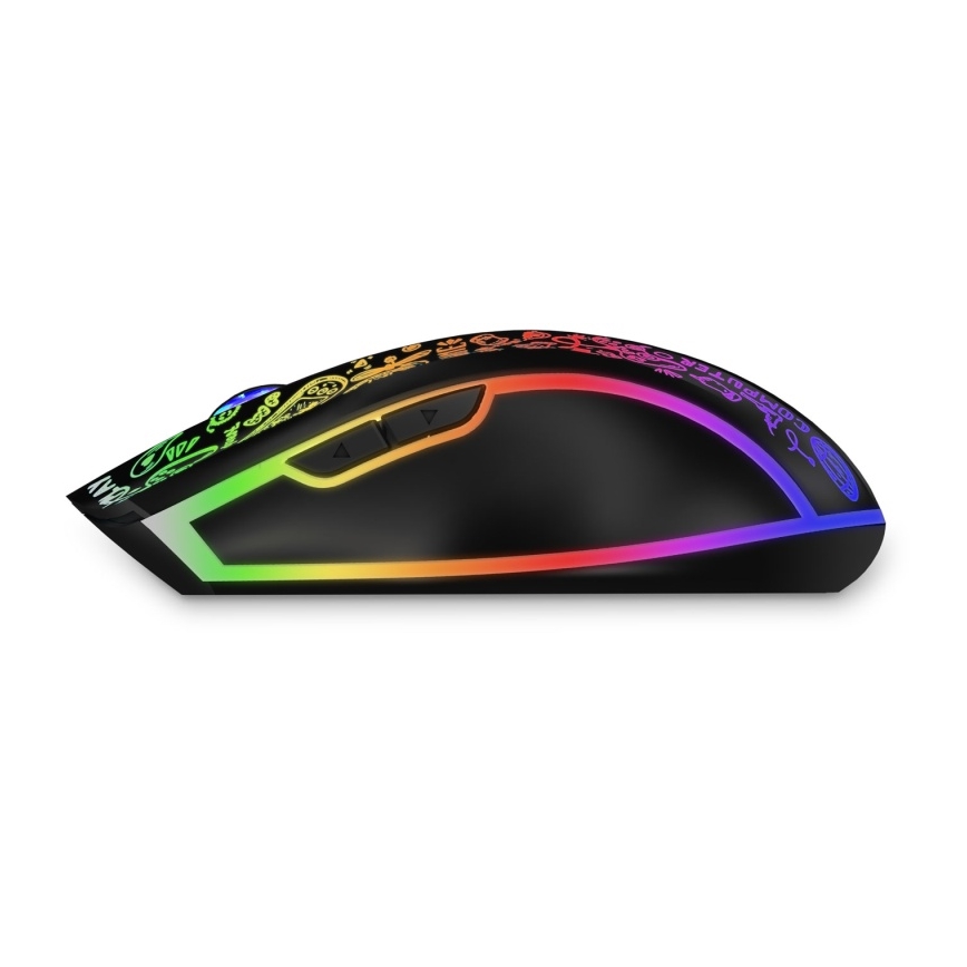 CONNECT IT CMO-3530-DD - LED RGB Juhtmevaba laetav mänguri hiir 800/1200/1600/2400/4800 DPI 600 mAh must