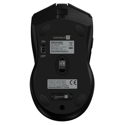 CONNECT IT CMO-3530-DD - LED RGB Juhtmevaba laetav mänguri hiir 800/1200/1600/2400/4800 DPI 600 mAh must