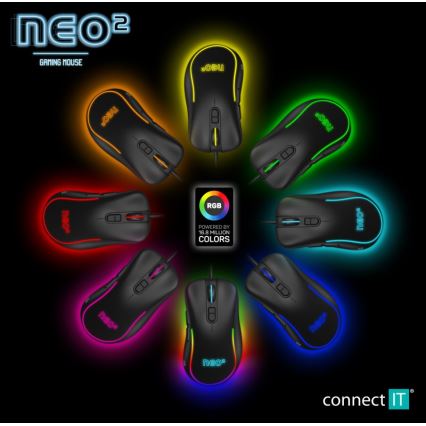 CONNECT IT CMO-3589-BK - LED RGB Juhtmega mänguri hiir 200-7200 DPI must