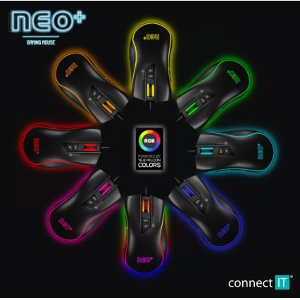 CONNECT IT CMO-3591-BK - LED RGB Juhtmega mängurihiir 500-7200 DPI must