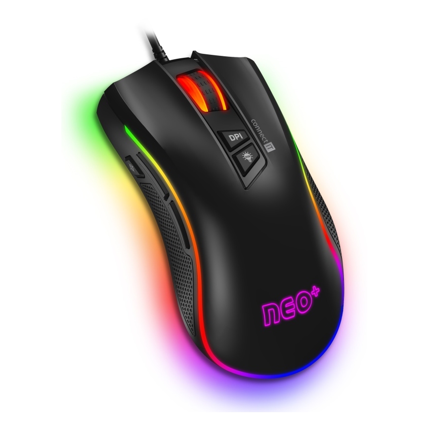 CONNECT IT CMO-3591-BK - LED RGB Juhtmega mängurihiir 500-7200 DPI must