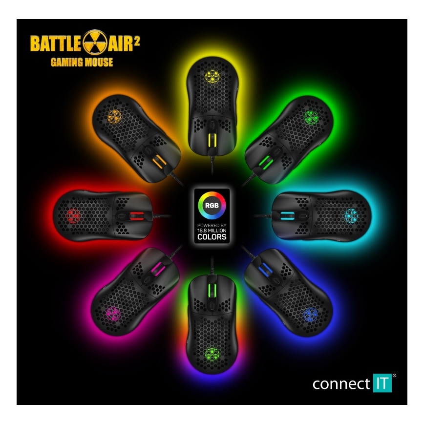 CONNECT IT CMO-5511-BK - LED RGB Juhtmega mängurihiir 200-12800 DPI must