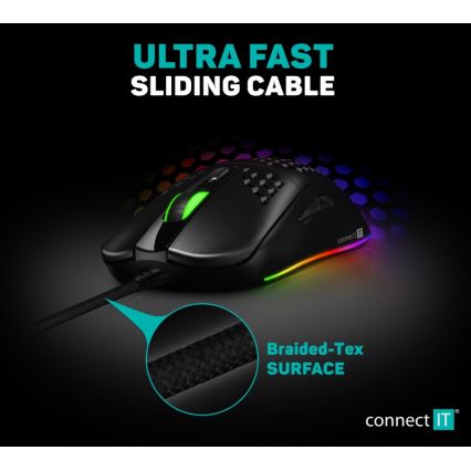 CONNECT IT CMO-5511-BK - LED RGB Juhtmega mängurihiir 200-12800 DPI must
