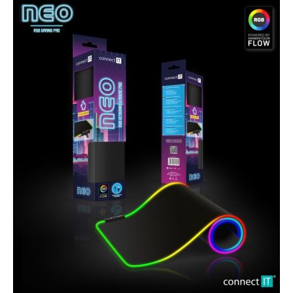 CONNECT IT CMP-3100-LG - LED RGB Mänguri klaviatuur ja hiirematt 80x30 cm must