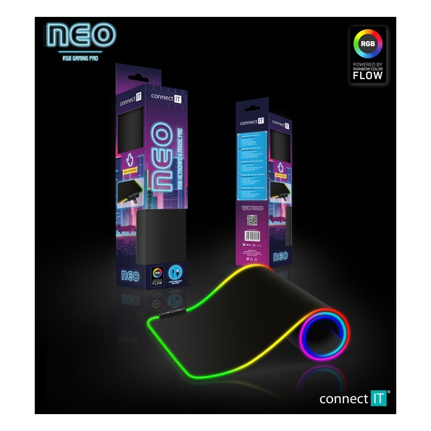 CONNECT IT CMP-3100-LG - LED RGB Mänguri klaviatuur ja hiirematt 80x30 cm must