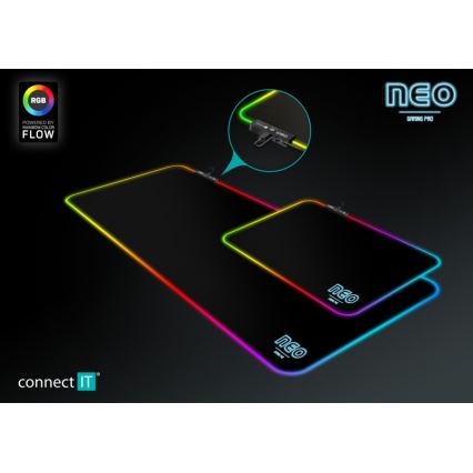 CONNECT IT CMP-3100-SM - LED RGB Mänguri hiirematt 32x24,5 cm must