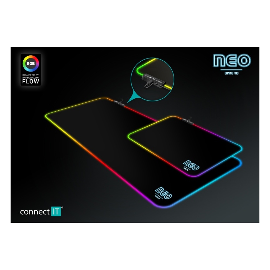 CONNECT IT CMP-3100-SM - LED RGB Mänguri hiirematt 32x24,5 cm must