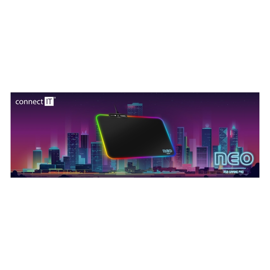 CONNECT IT CMP-3100-SM - LED RGB Mänguri hiirematt 32x24,5 cm must